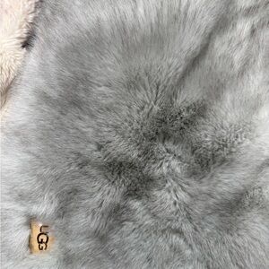 UGG Gray Faux Fur Throw Blanket